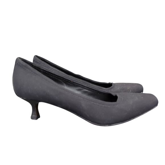 Donald Pliner Seana Black Square Toe Snub Pumps Kitten Heels Fabric‎ Women's 8.5 - Picture 1 of 8